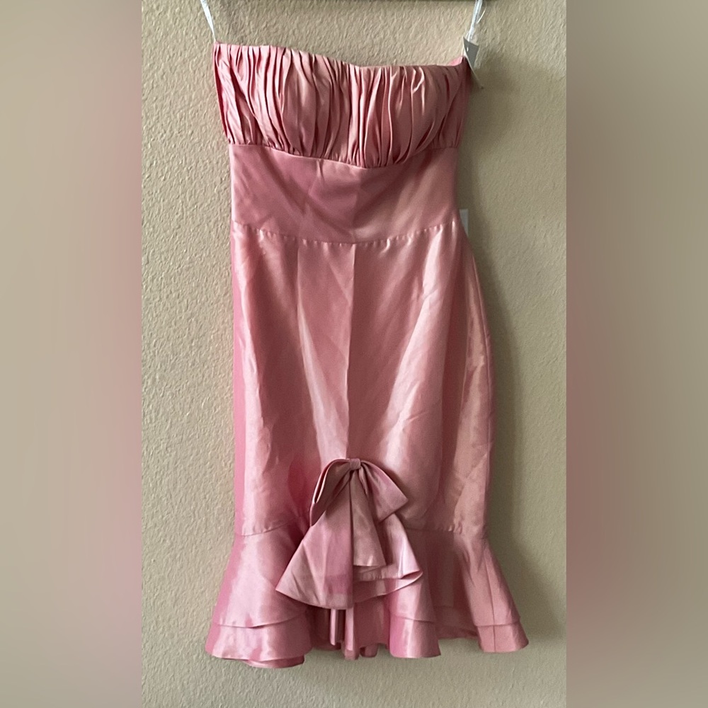 Vintage Winnie Couture Pink Satin Shiney Sleeveless MIDI Dress Size 8
